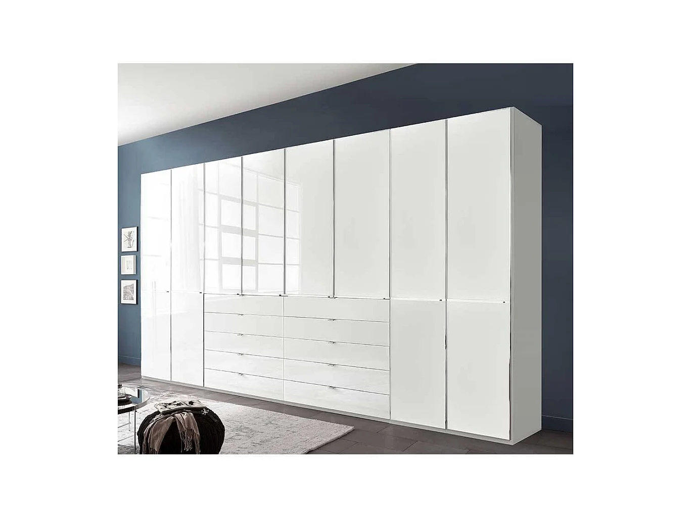Weißer XXL Kleiderschrank Schlafzimmerschrank 236 cm hoch und 394 cm breit