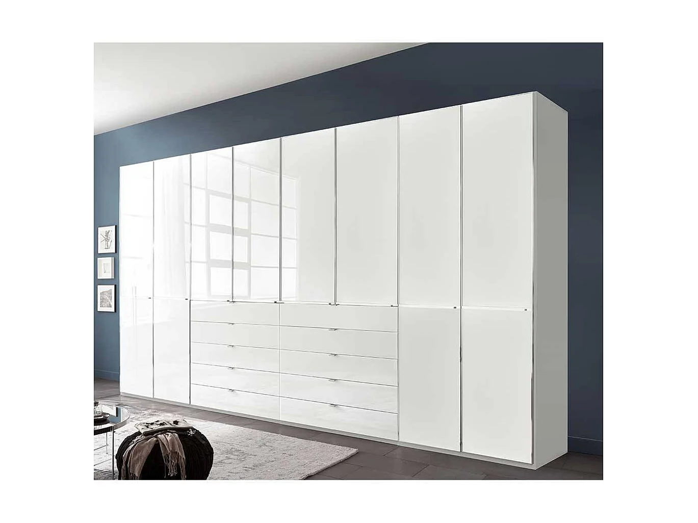 Weißer XXL Kleiderschrank Schlafzimmerschrank 236 cm hoch und 394 cm breit