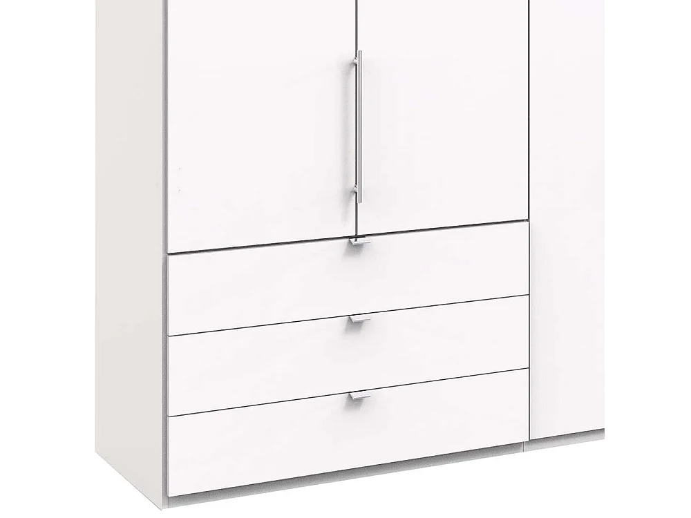 Weißer Kleiderschrank mit Falttüren sechs Schubladen