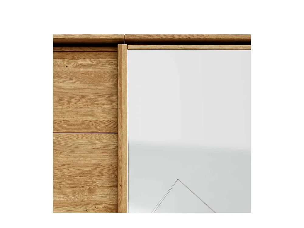 Schiebetürenschrank aus Wildeiche Massivholz Spiegelglas