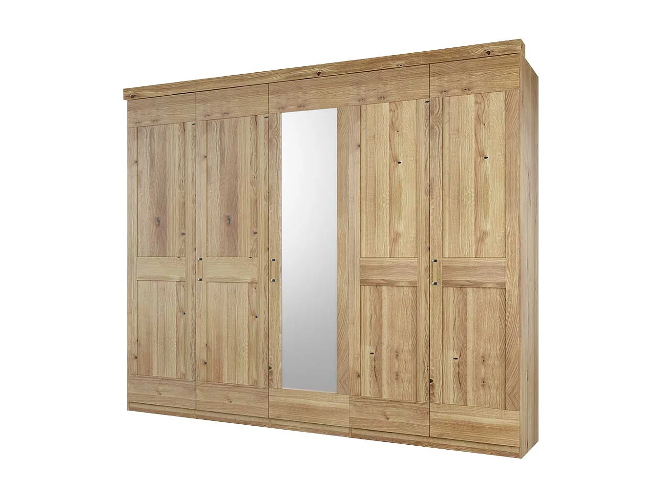 Asteiche teilmassiv Kleiderschrank mit Spiegeltür 221 cm hoch