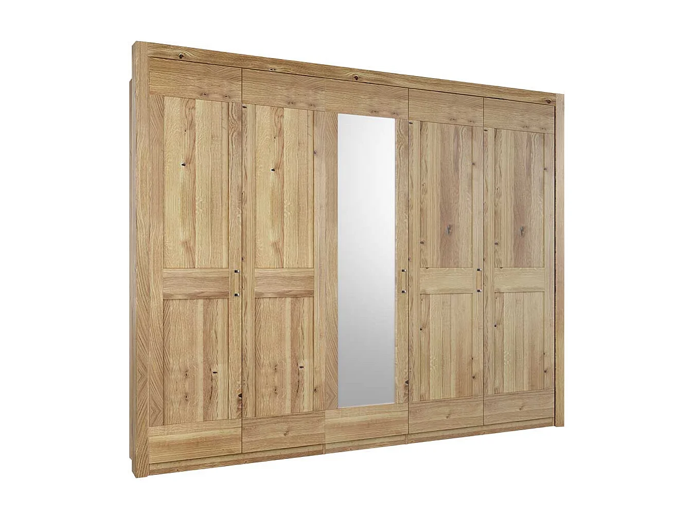 Asteiche teilmassiv Kleiderschrank mit Spiegeltür 221 cm hoch