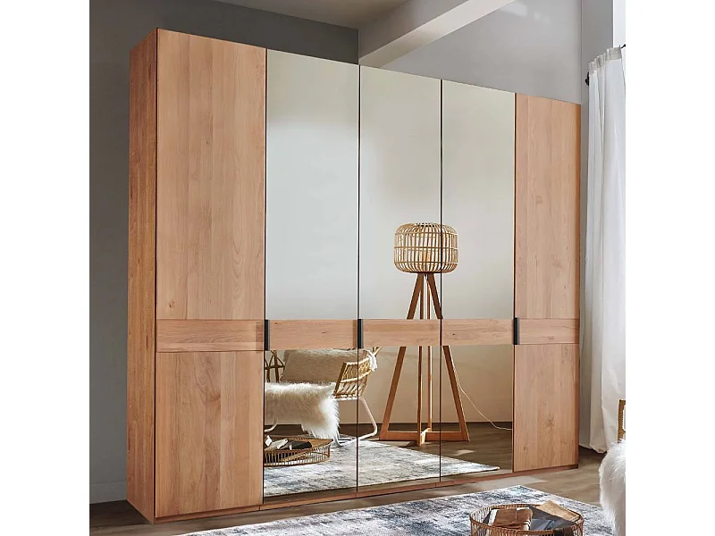 Kleiderschrank Spiegelschrank in Erlefarben mit Drehtüren