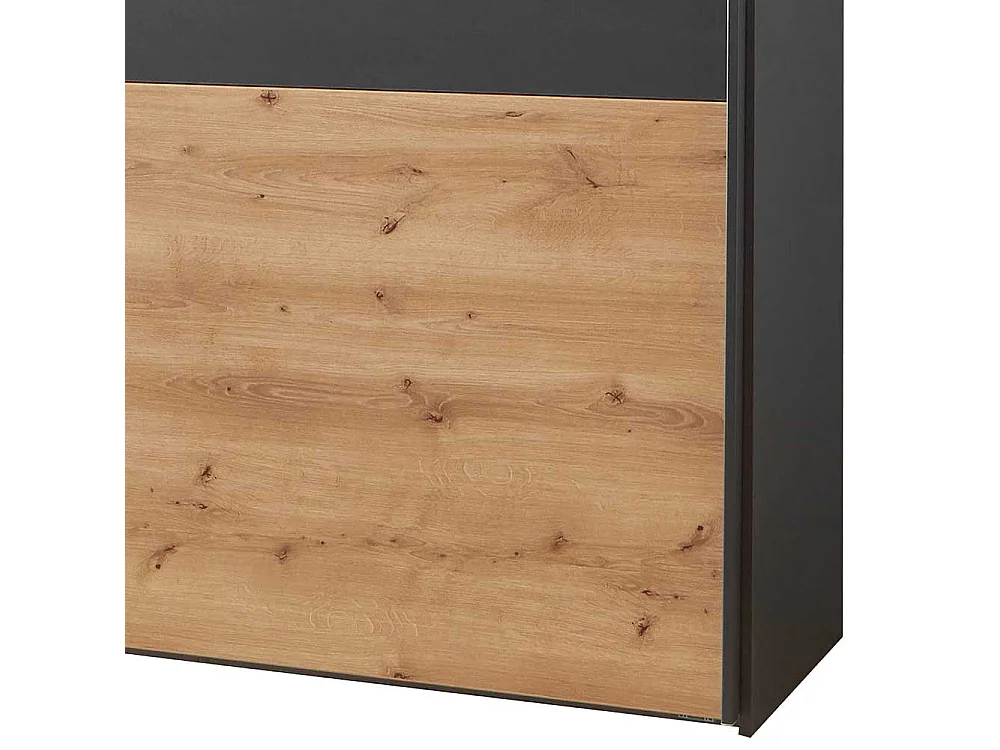 Schwebetüren Kleiderschrank in Eiche Bianco und Anthrazit Made in Germany