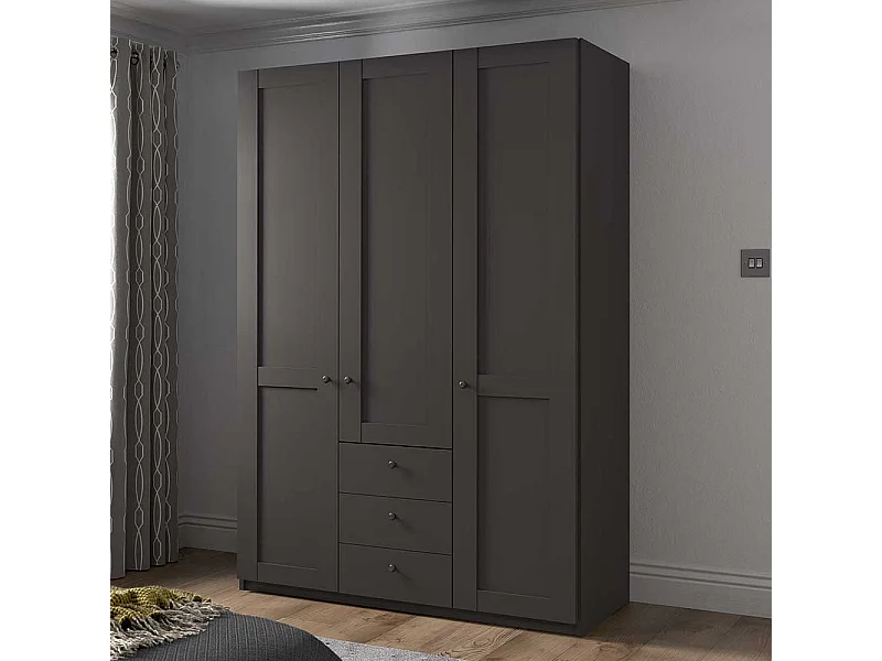 Kleiderschrank dreitürig Landhaus in Dunkelgrau Made in Germany
