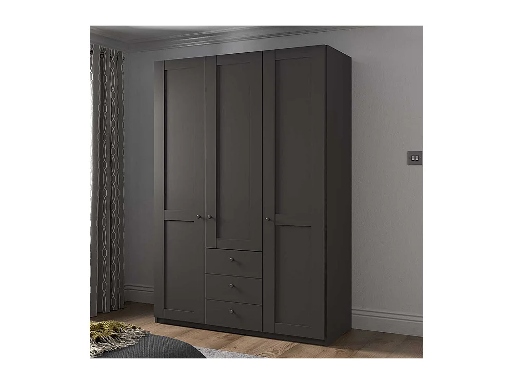 Kleiderschrank dreitürig Landhaus in Dunkelgrau Made in Germany