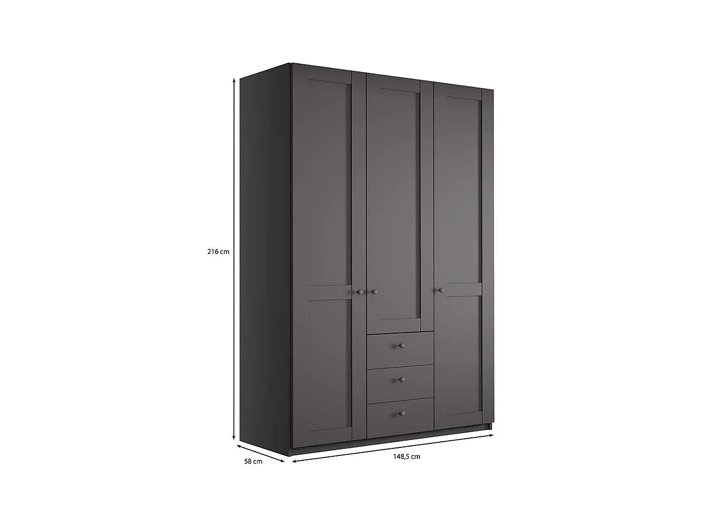 Kleiderschrank dreitürig Landhaus in Dunkelgrau Made in Germany