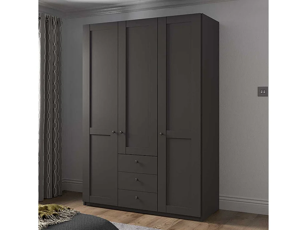 Kleiderschrank dreitürig Landhaus in Dunkelgrau Made in Germany