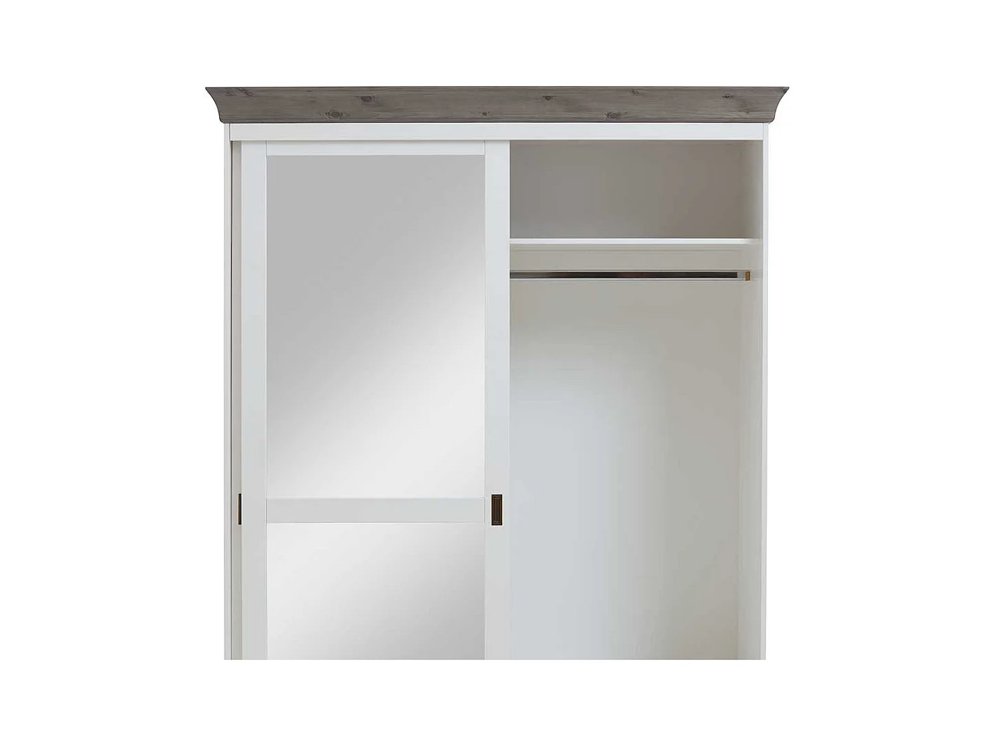 Massivholzschrank in Weiß Grau Kiefer massiv Schiebetüren