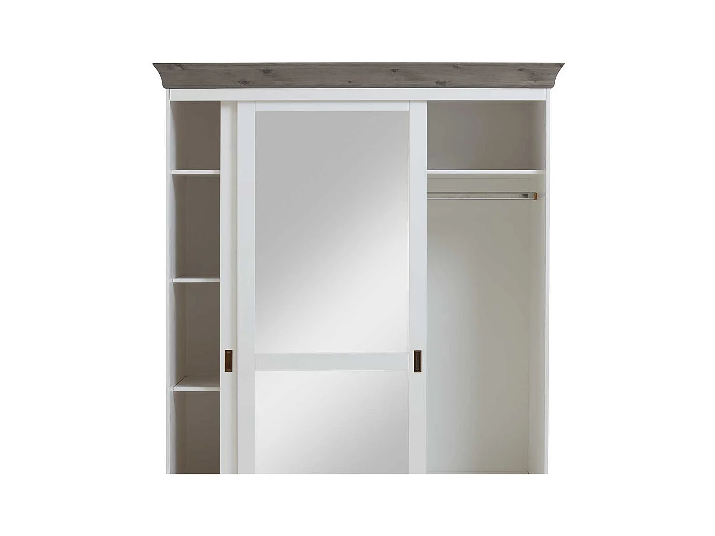 Massivholzschrank in Weiß Grau Kiefer massiv Schiebetüren