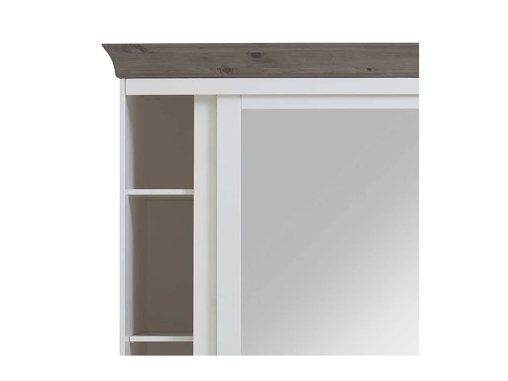 Massivholzschrank in Weiß Grau Kiefer massiv Schiebetüren