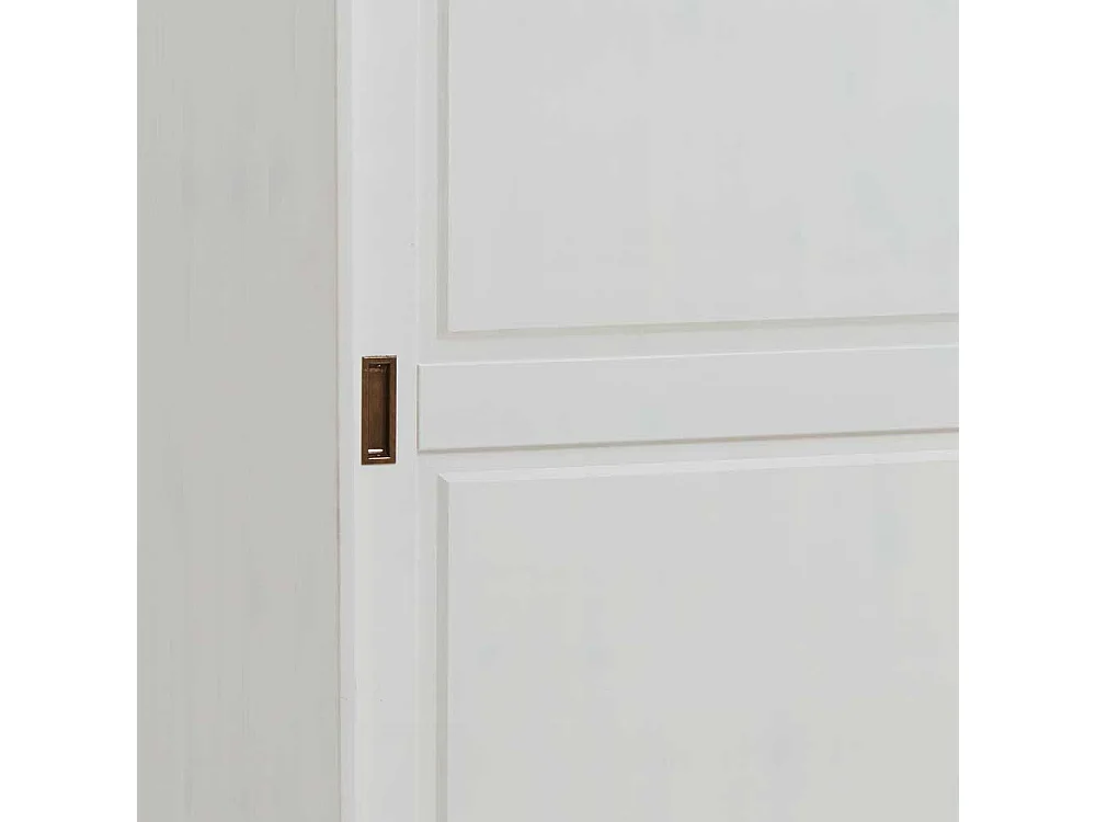 Massivholzschrank in Weiß Grau Kiefer massiv Schiebetüren