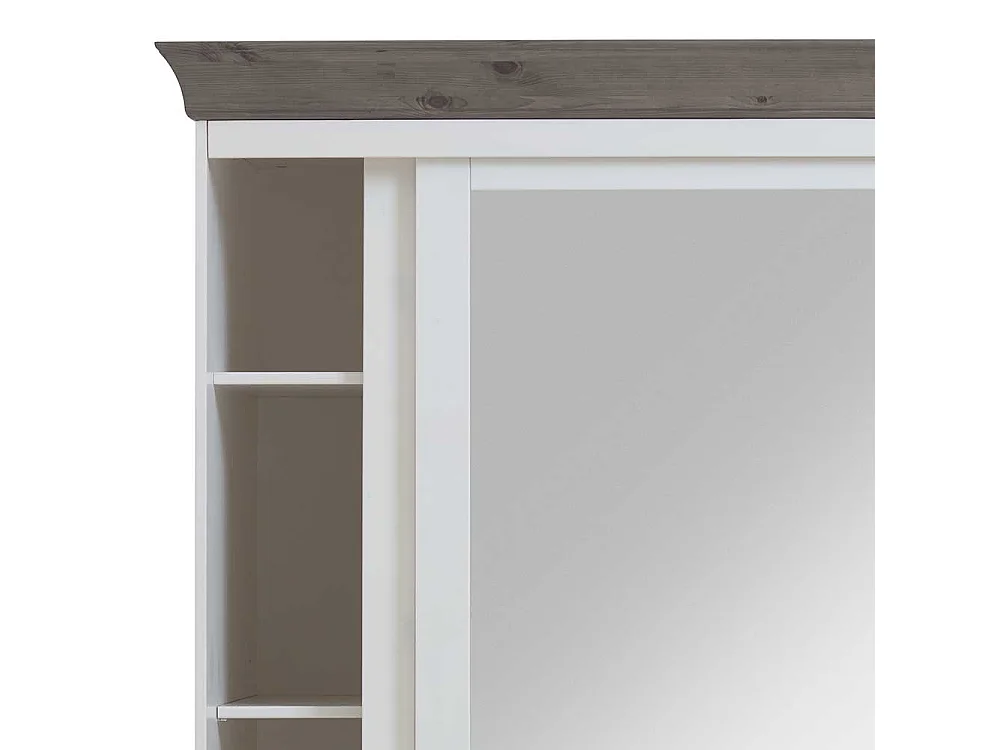 Massivholzschrank in Weiß Grau Kiefer massiv Schiebetüren