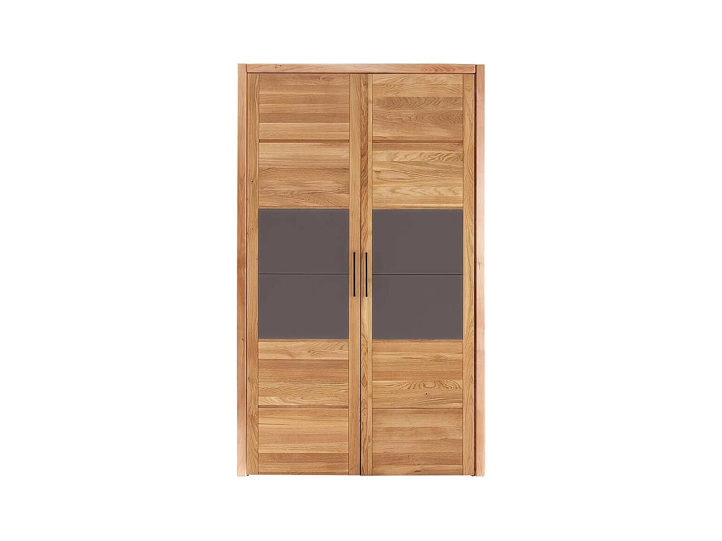 Massiver Schlafzimmerschrank aus Wildeiche Holz geölt Glas Anthrazit