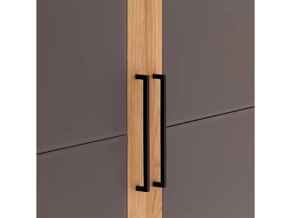 Massiver Schlafzimmerschrank aus Wildeiche Holz geölt Glas Anthrazit