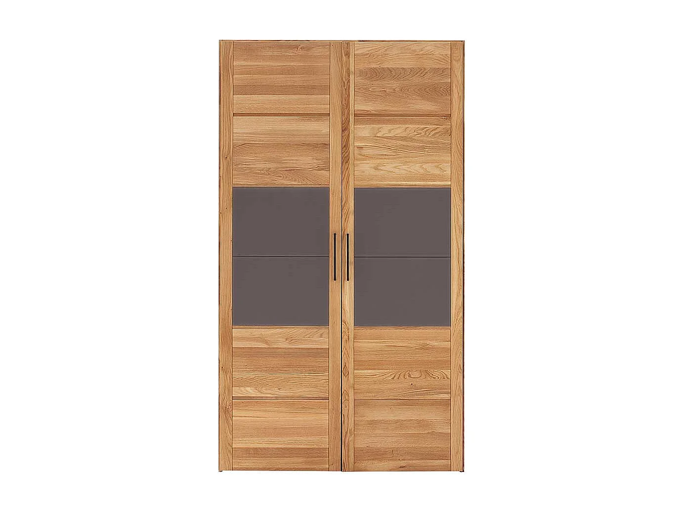 Massiver Schlafzimmerschrank aus Wildeiche Holz geölt Glas Anthrazit