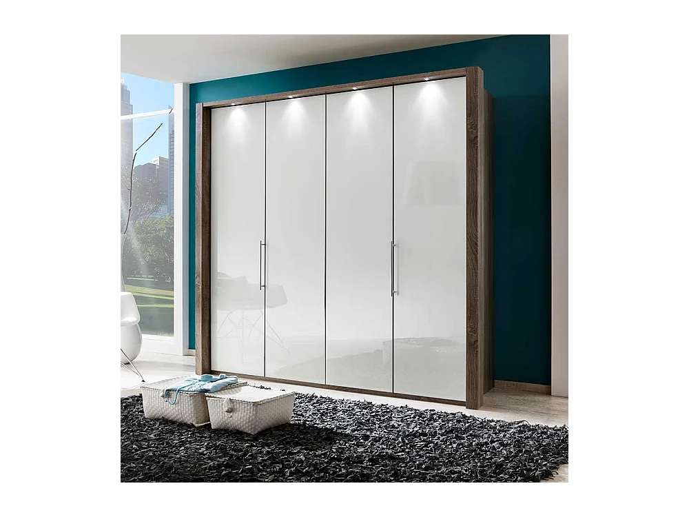 Falttüren Schlafzimmerschrank in Weiß Eiche Trüffel