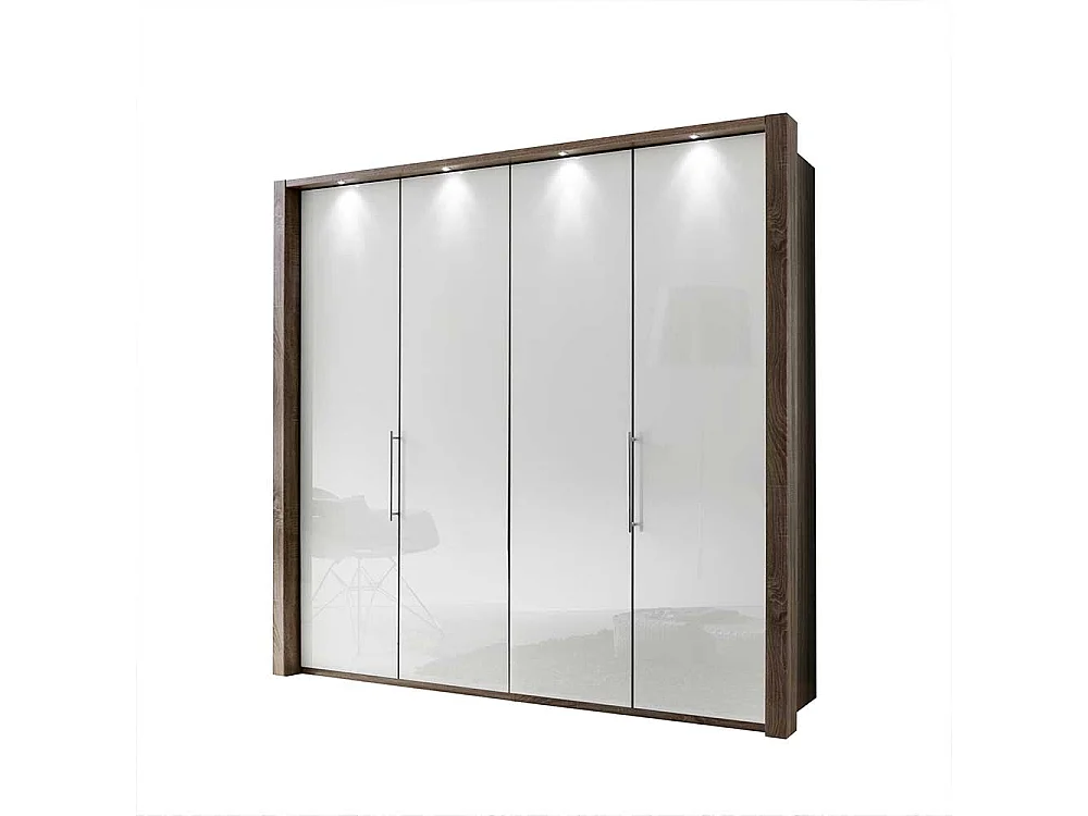 Falttüren Schlafzimmerschrank in Weiß Eiche Trüffel