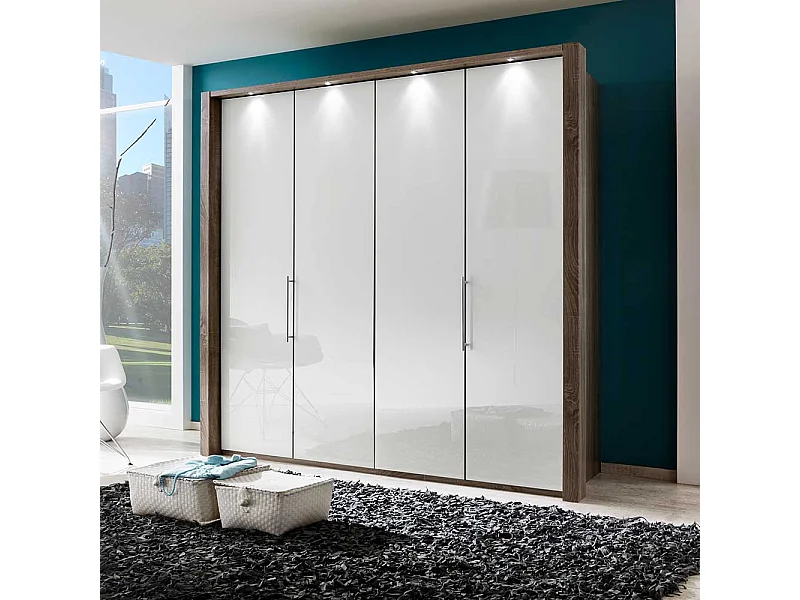 Falttüren Schlafzimmerschrank in Weiß Eiche Trüffel