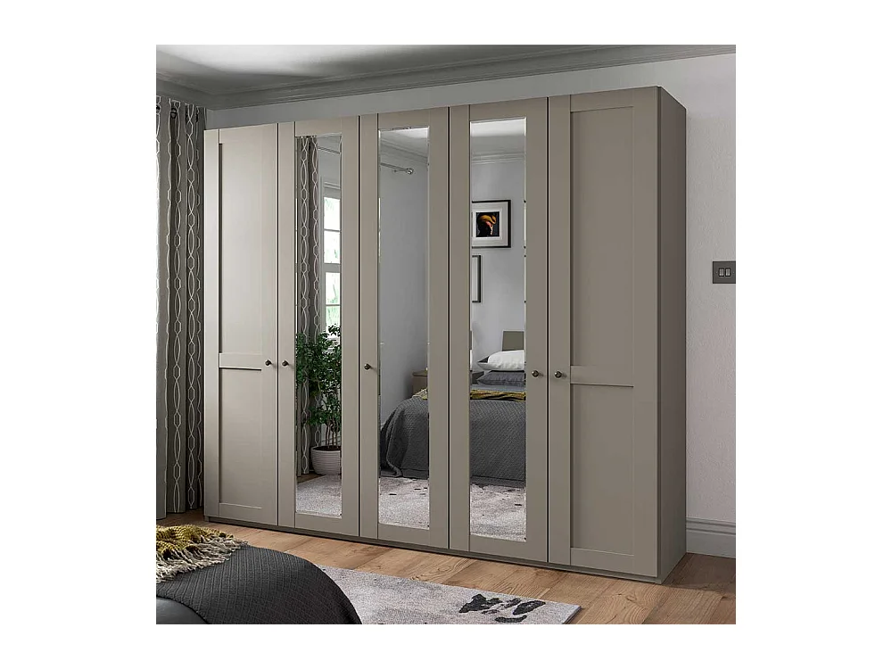 Drehtürenschrank mit Spiegeln in Hellgrau Made in Germany