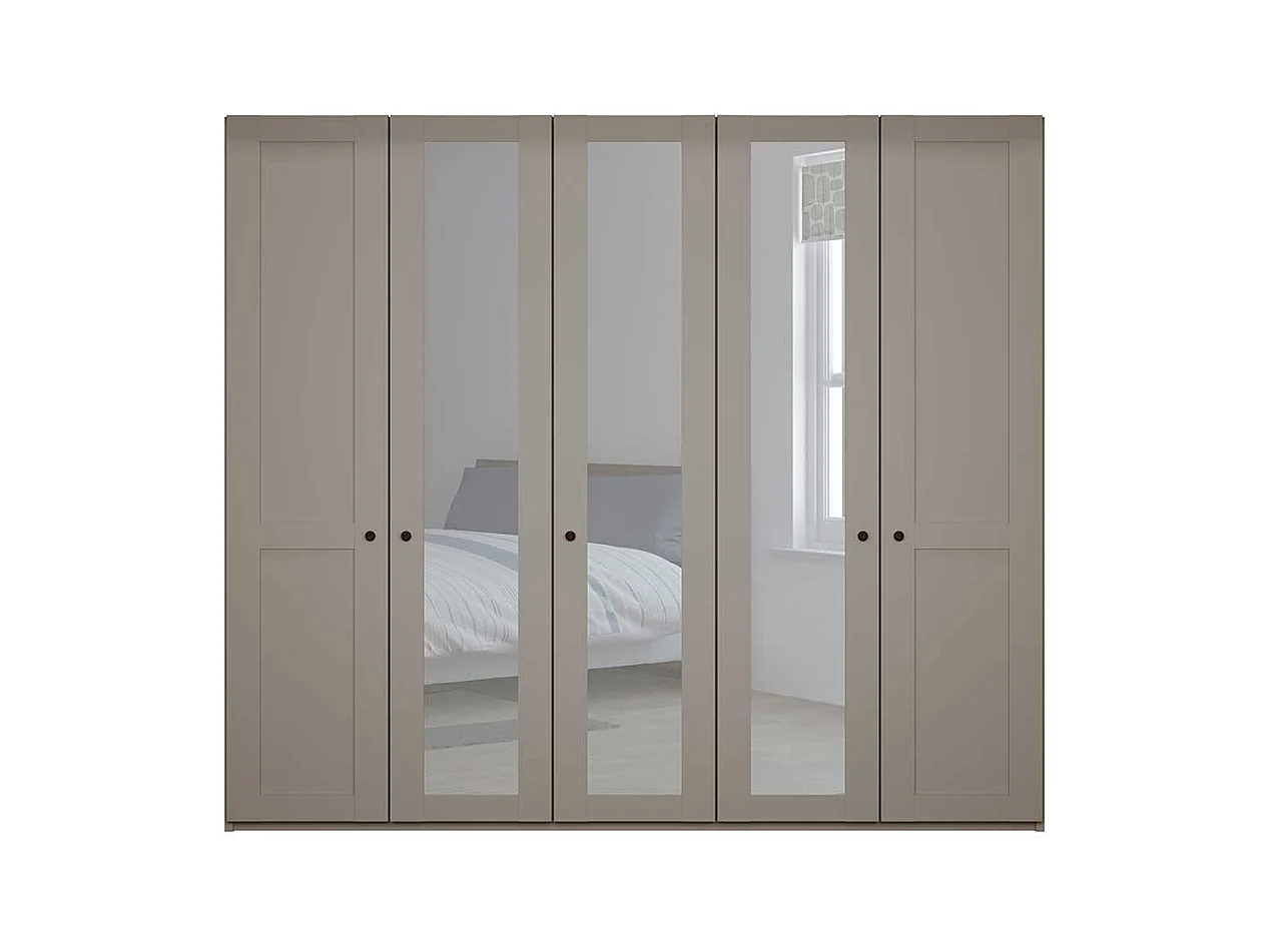 Drehtürenschrank mit Spiegeln in Hellgrau Made in Germany