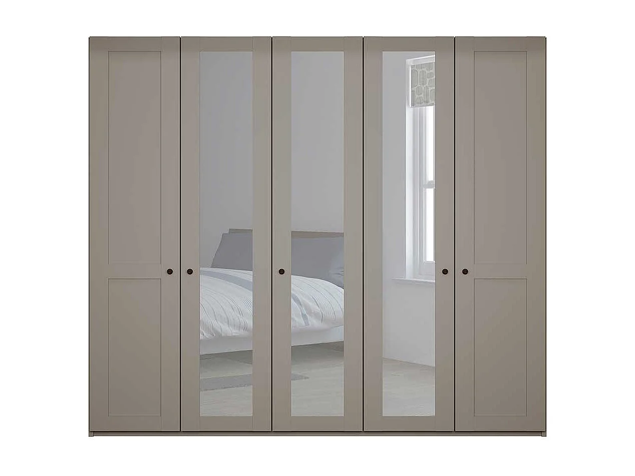 Drehtürenschrank mit Spiegeln in Hellgrau Made in Germany