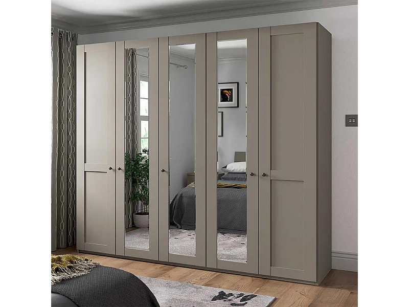 Drehtürenschrank mit Spiegeln in Hellgrau Made in Germany