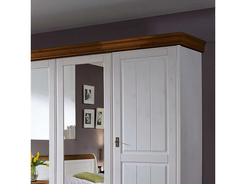 Schlafzimmer Kleiderschrank in Weiß Spiegelglas