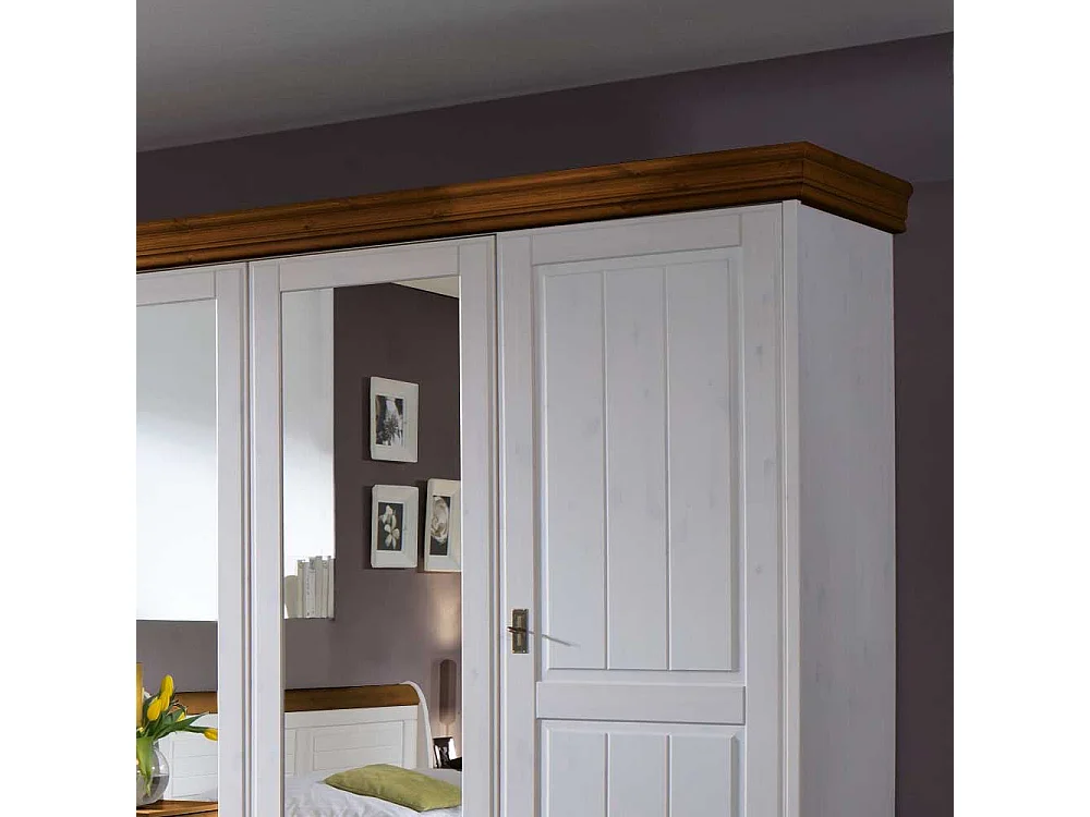 Schlafzimmer Kleiderschrank in Weiß Spiegelglas