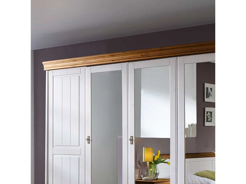 Schlafzimmer Kleiderschrank in Weiß Spiegelglas