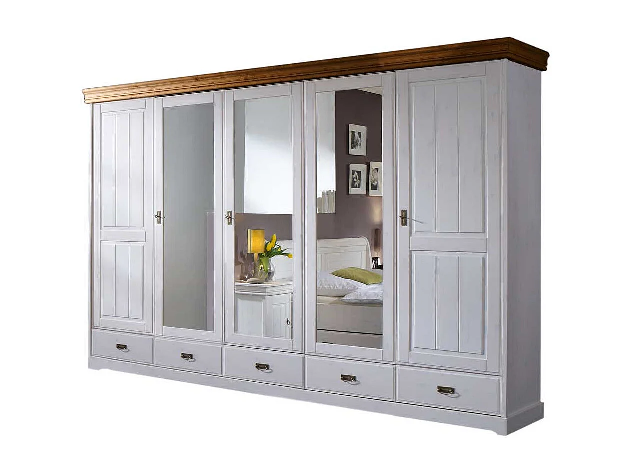 Schlafzimmer Kleiderschrank in Weiß Spiegelglas