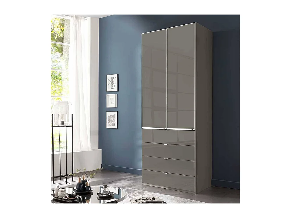 Kleiderschrank Schlafzimmerschrank mit vier Schubladen und Metallgriffen