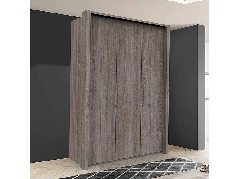 Moderner Schlafzimmerschrank in Eiche Trüffelfarben 2 türig