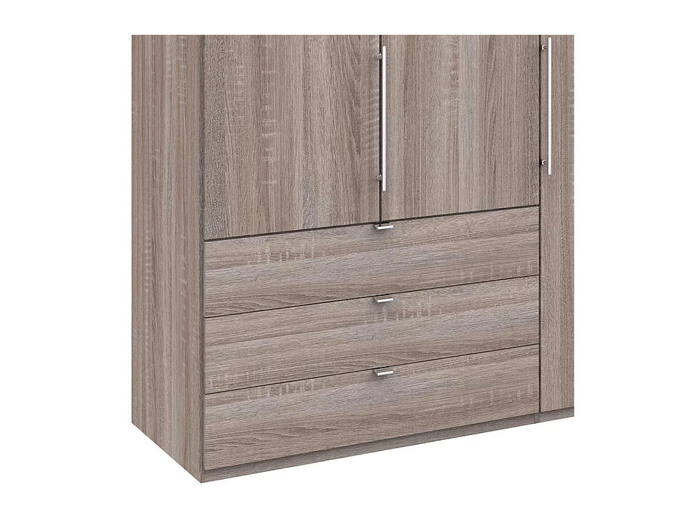 Premium Falttürenschrank in Eiche Trüffelfarben sechs Schubladen