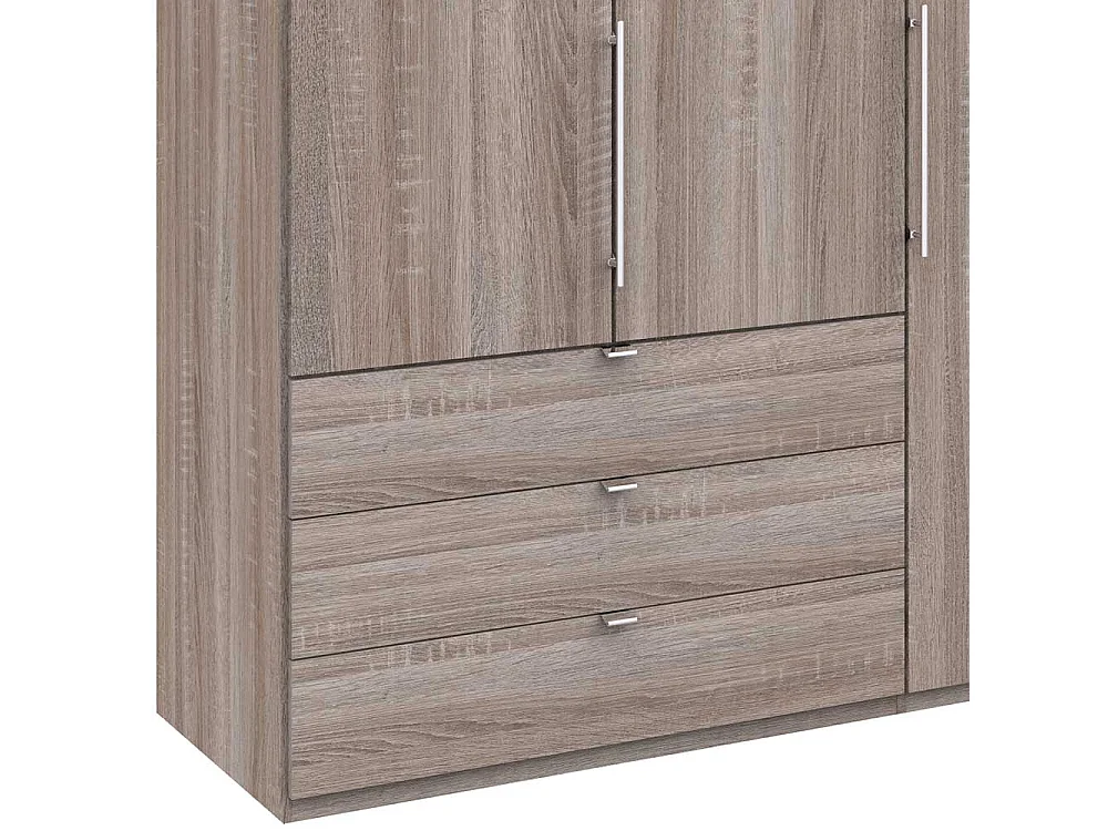 Premium Falttürenschrank in Eiche Trüffelfarben sechs Schubladen