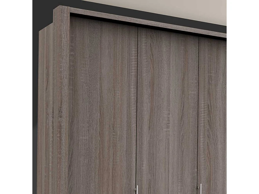 Premium Falttürenschrank in Eiche Trüffelfarben sechs Schubladen