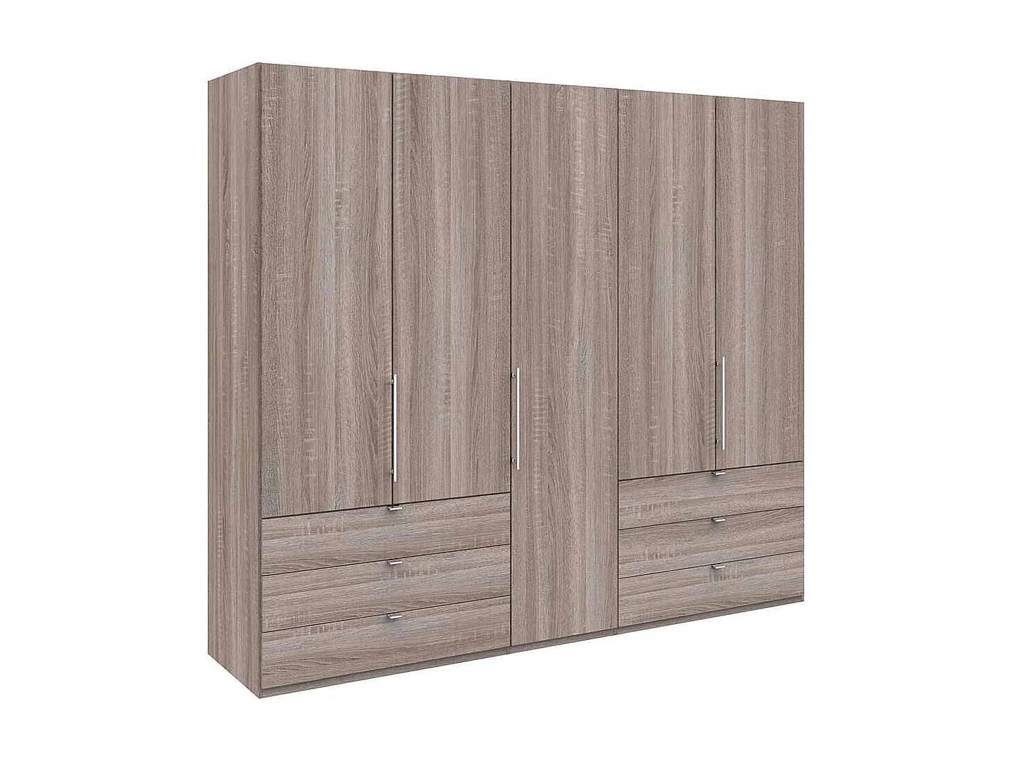 Premium Falttürenschrank in Eiche Trüffelfarben sechs Schubladen