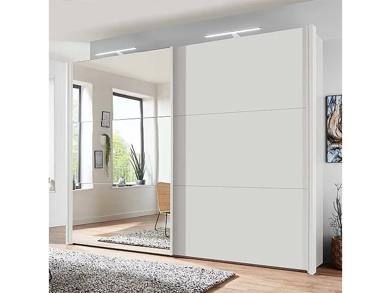 Schwebetürenkleiderschrank in Weiß Spiegeltür