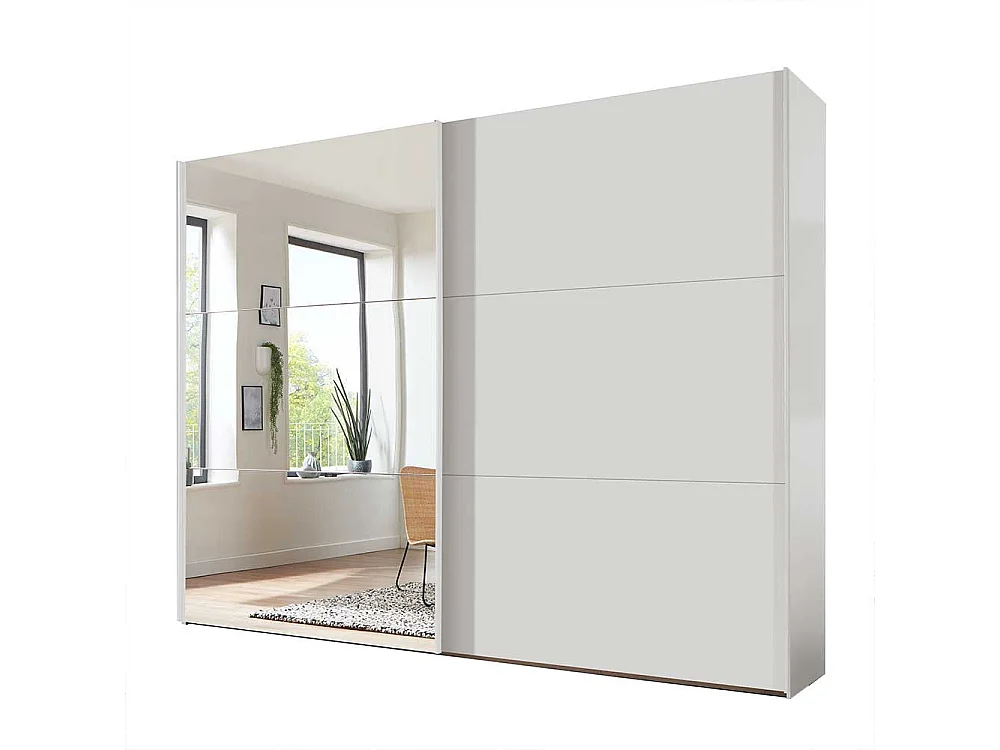 Schwebetürenkleiderschrank in Weiß Spiegeltür