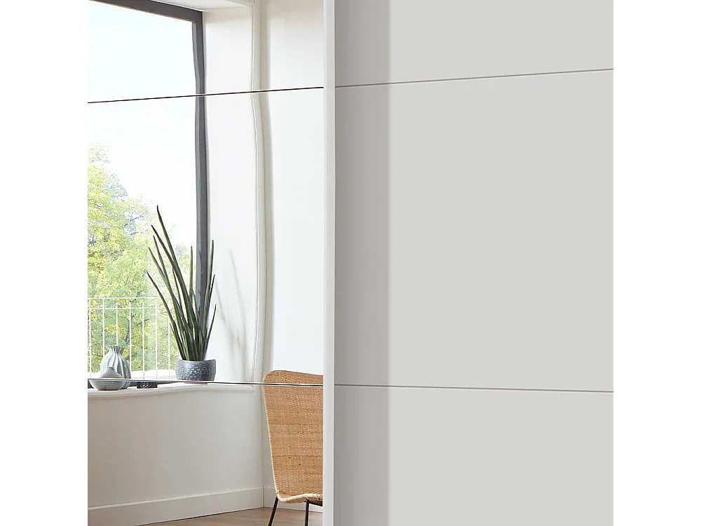 Schwebetürenkleiderschrank in Weiß Spiegeltür