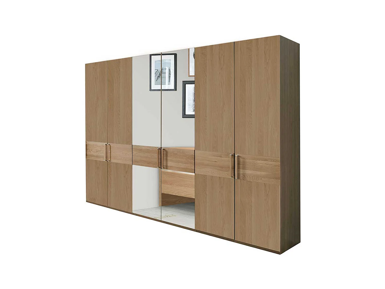 Drehtürenschrank aus Eiche teilmassiv Spiegel