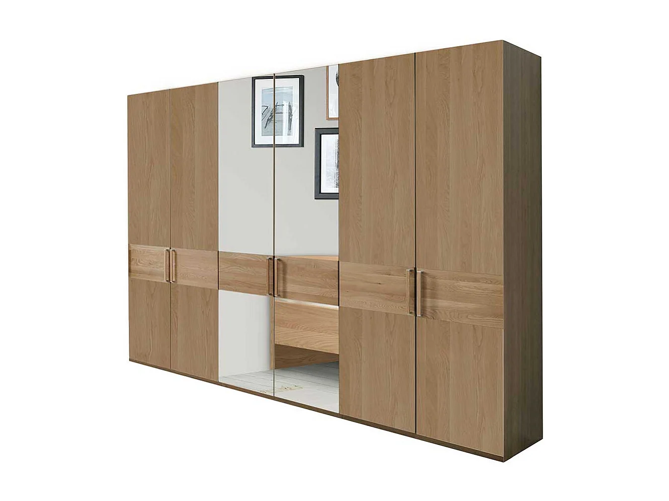 Drehtürenschrank aus Eiche teilmassiv Spiegel