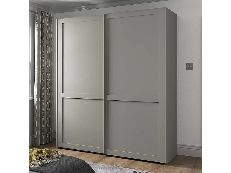 Landhausschlafzimmerschrank mit Schwebetüren Hellgrau modern