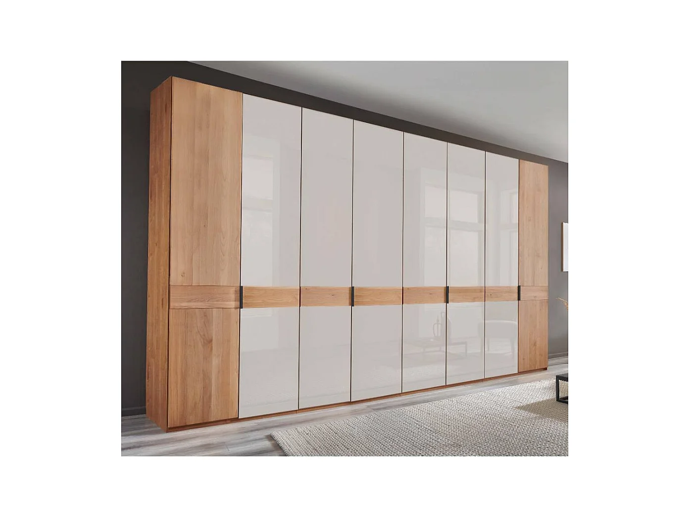 XL Kleiderschrank Schlafzimmerschrank 393 cm breit mit Drehtüren