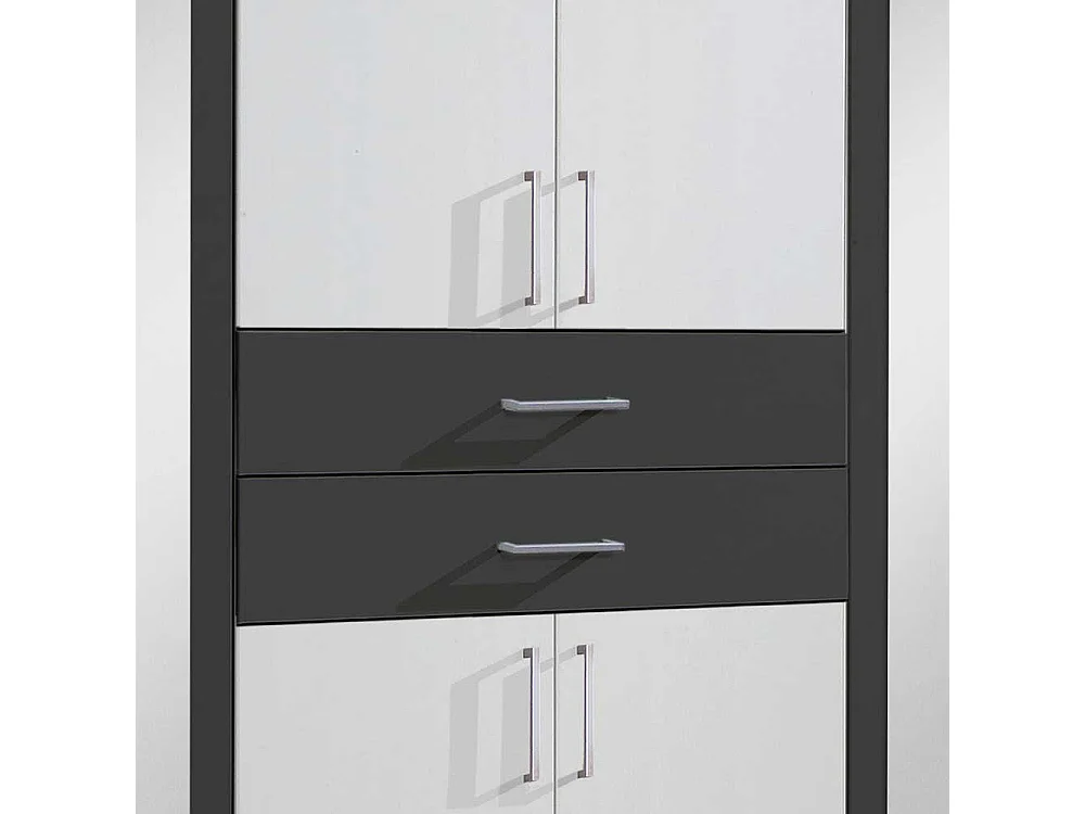 XL Kleiderschrank Schlafzimmer in Weiß und Dunkelgrau 58 cm tief