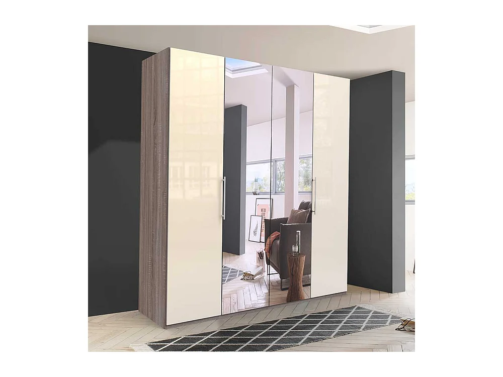 Spiegel Kleiderschrank mit Falttüren glasbeschichtet