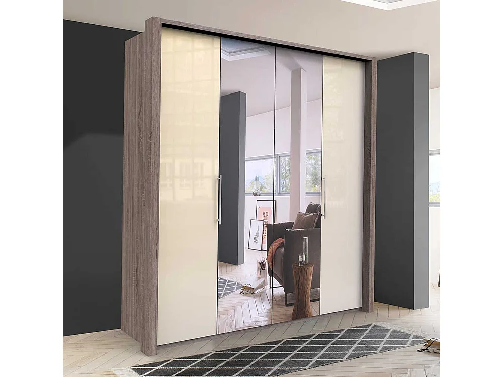 Spiegel Kleiderschrank mit Falttüren glasbeschichtet