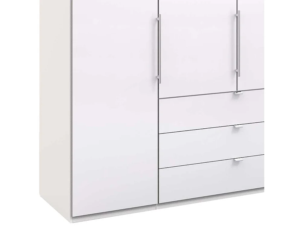 Großer Falttürenschrank in Weiß sechs Schubladen
