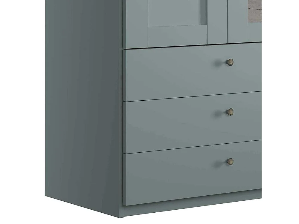 Drehtürenschrank mit Spiegel rechts in Graugrün Landhausstil