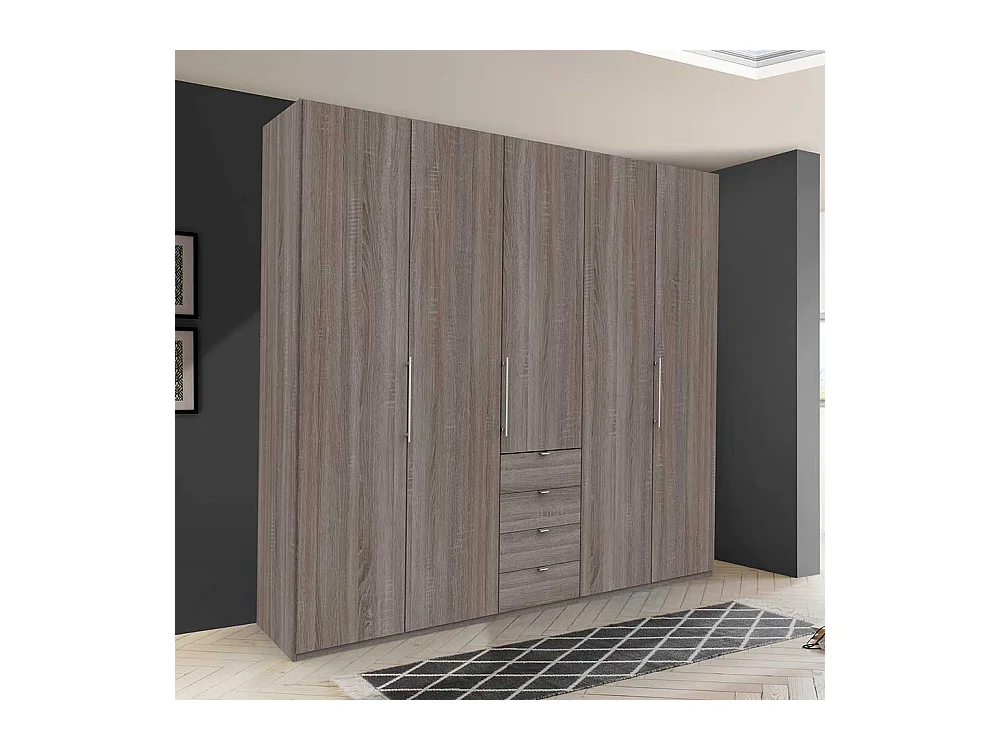 Schlafzimmerschrank in Eiche Trüffelfarben 3 türig mit Schubladen